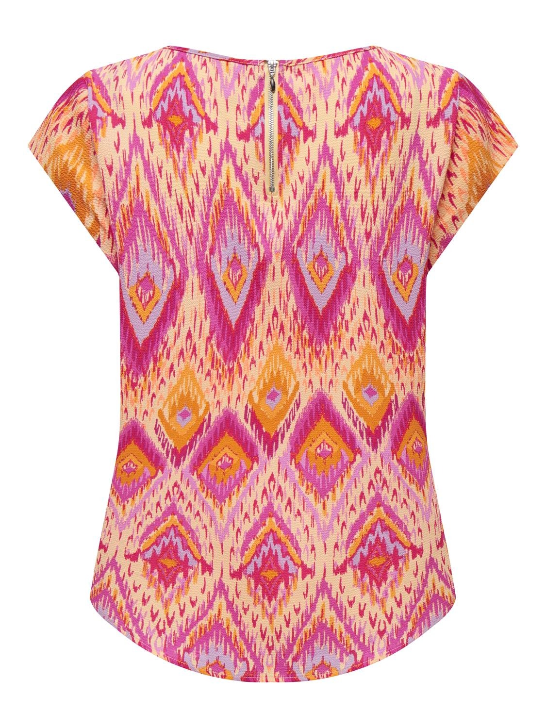 ONLY Printed Short Sleeved Top -Raspberry Rose - 15161116