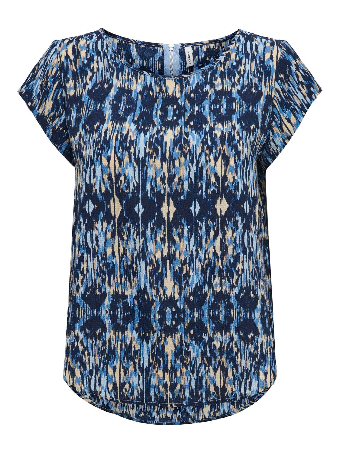 ONLY Printed Short Sleeved Top -Forever Blue - 15161116