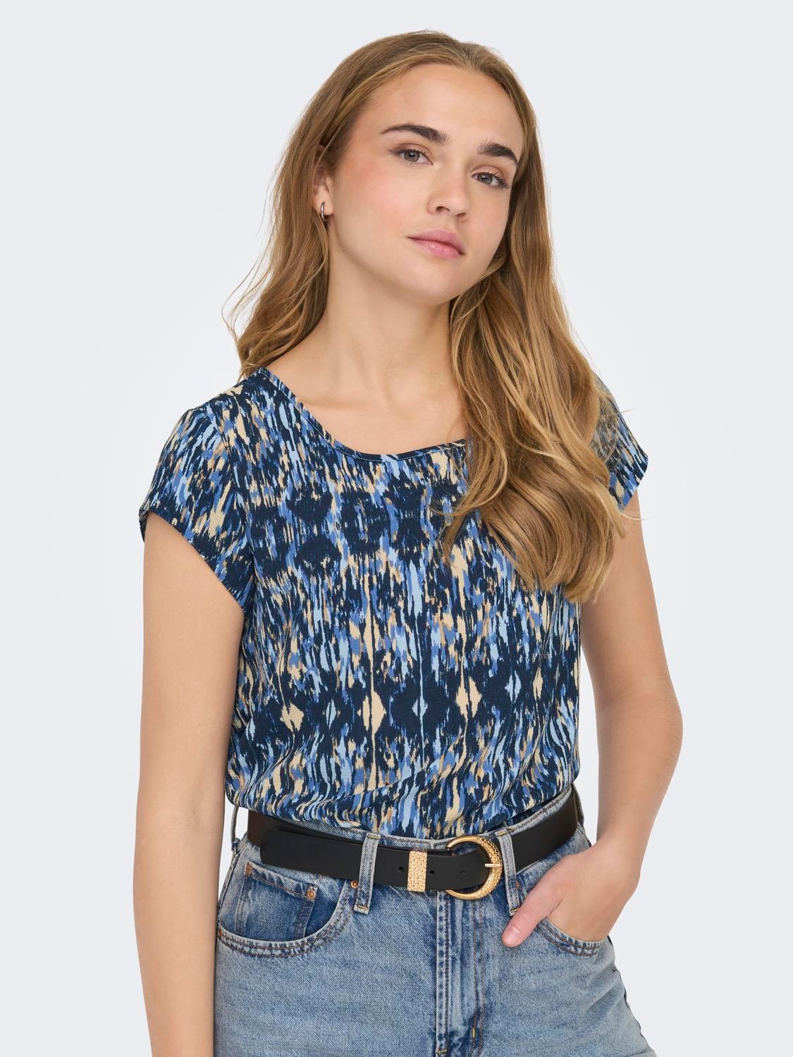 ONLY Regular Fit Round Neck Top -Forever Blue - 15161116