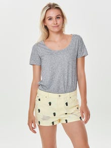 ONLY Enfärgad T-shirt -Light Grey Melange - 15161390