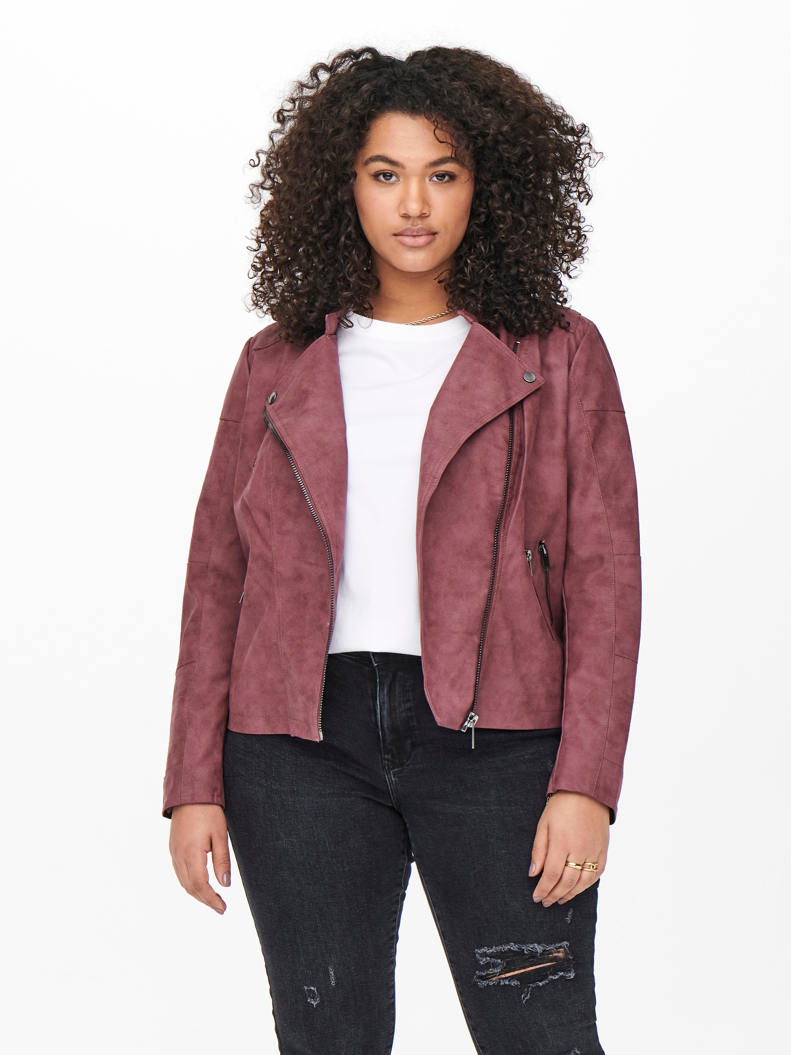 plus size suede moto jacket