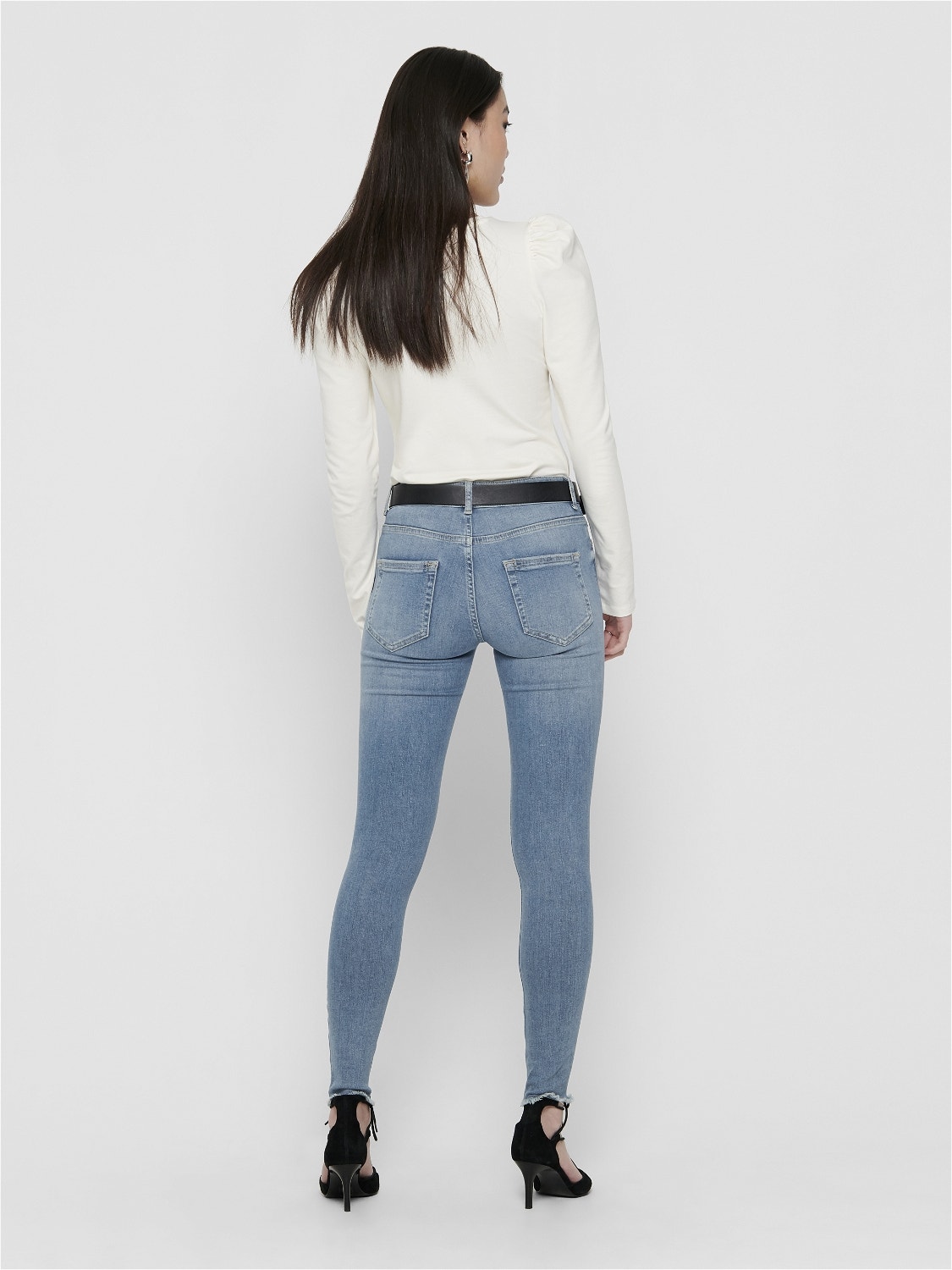 ONLY ONLBLUSH mid waist Skinny Ankle Jeans -Light Blue Denim - 15162363
