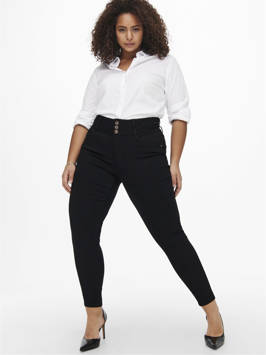 ONLY Curvy CARAnna hw ankle Skinny fit jeans -Black - 15164131