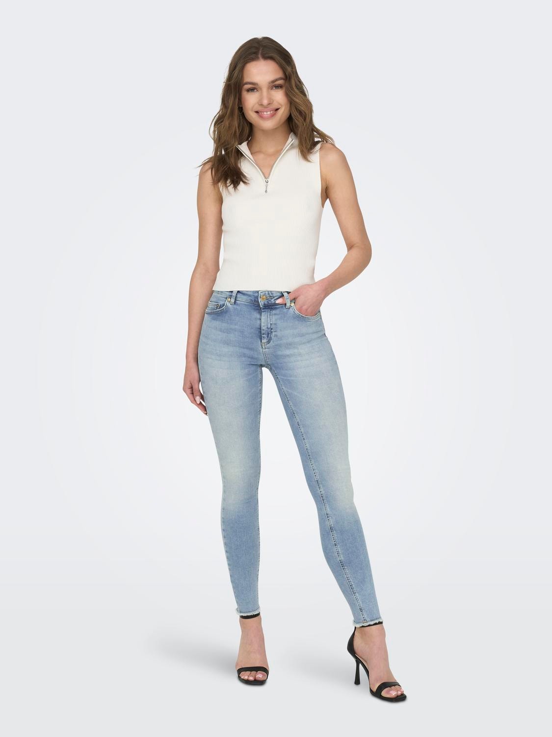 ONLY Jeans Skinny Fit Taille moyenne -Light Blue Denim - 15164319