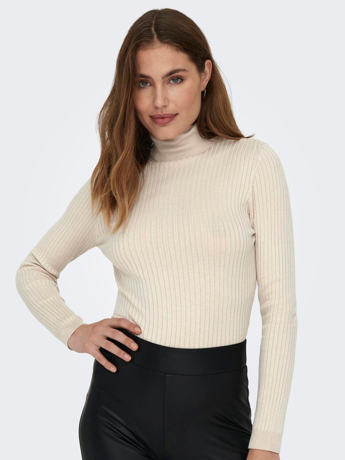 ONLY Polokrage Pullover -Pumice Stone - 15165075