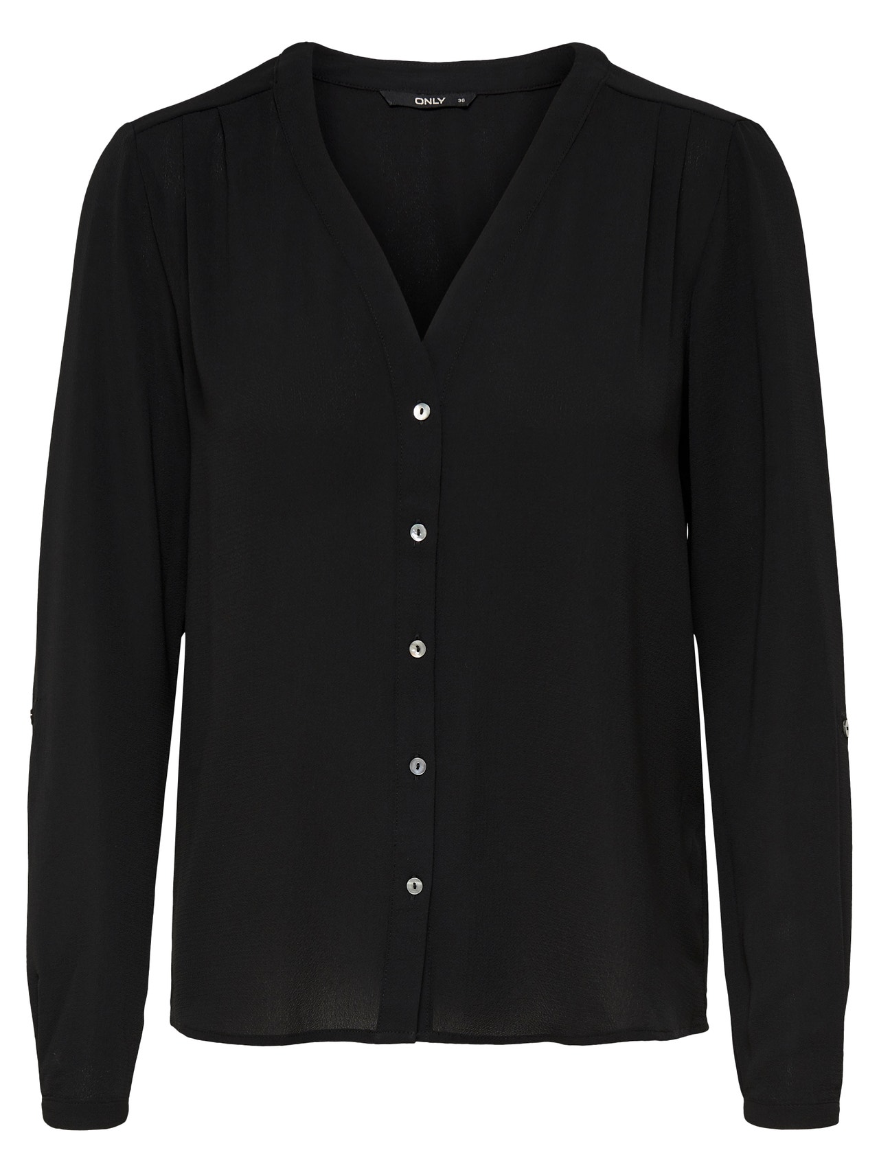 ONLY Regular Fit Button under collar Shirt -Black - 15165571