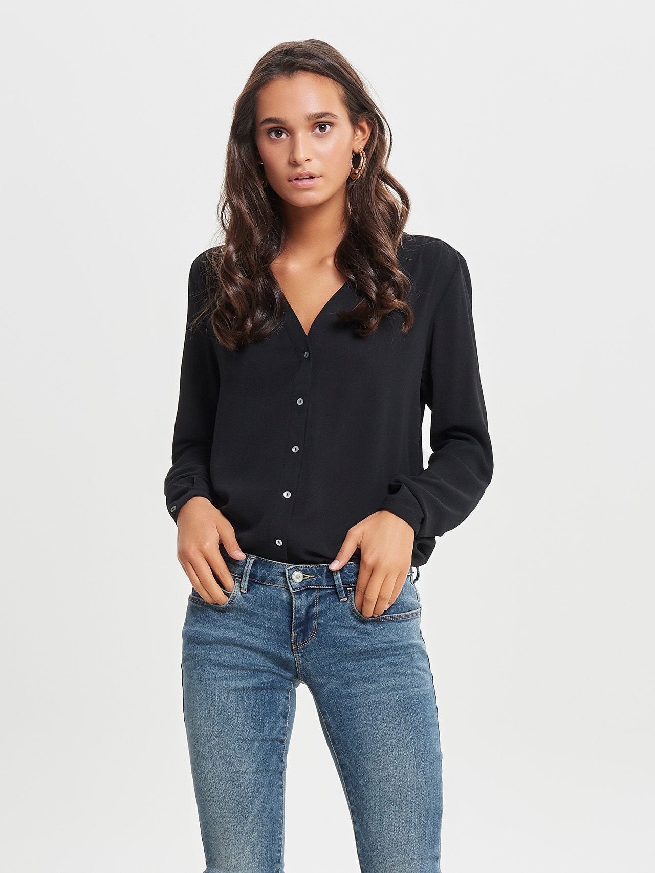 ONLY Loose fit Långärmad skjorta -Black - 15165571