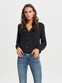 ONLY Regular Fit Button under collar Shirt -Black - 15165571