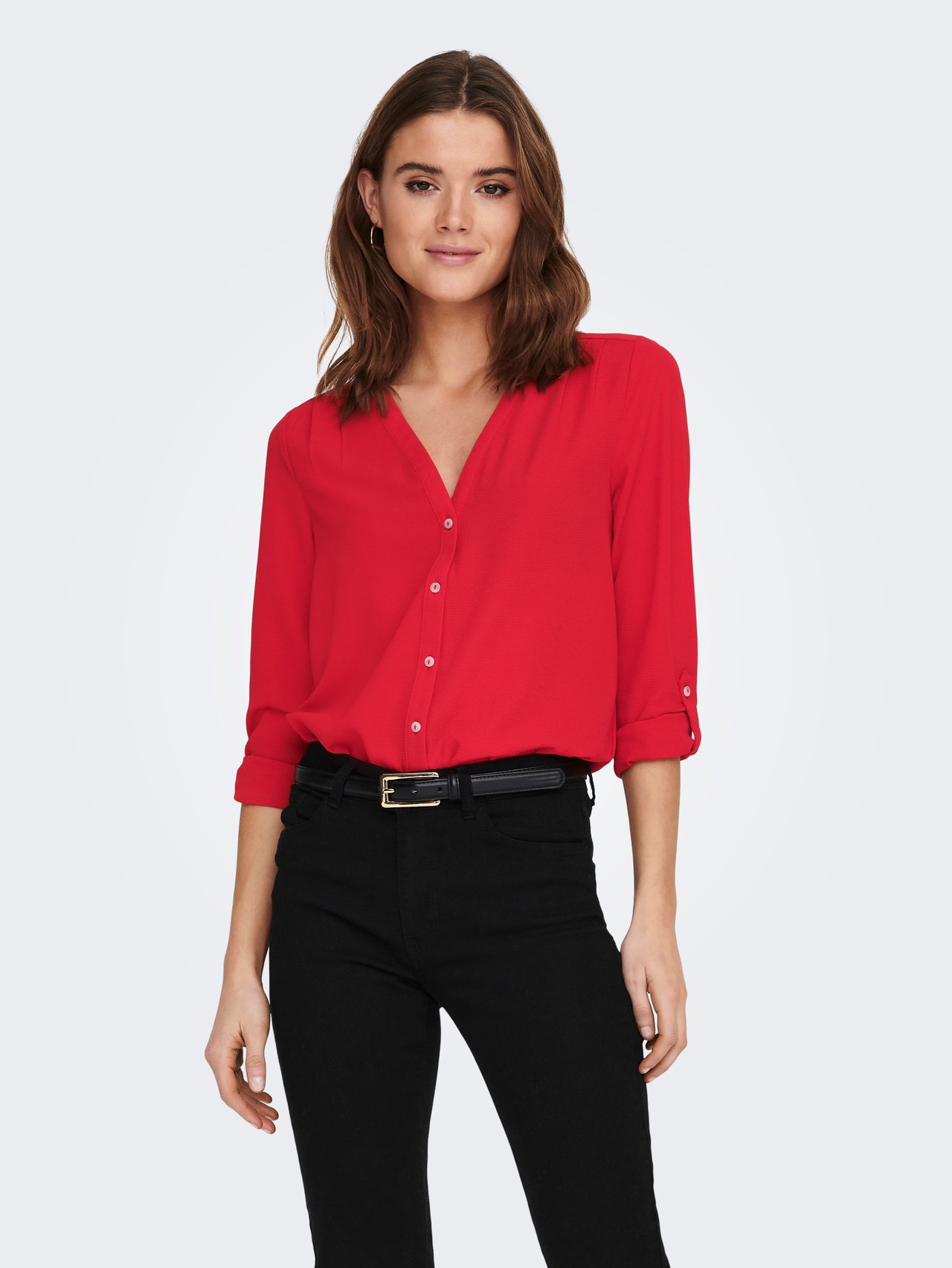 ONLY Loose fit Långärmad skjorta -Mars Red - 15165571