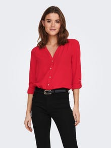 ONLY Regular Fit Button under collar Shirt -Mars Red - 15165571