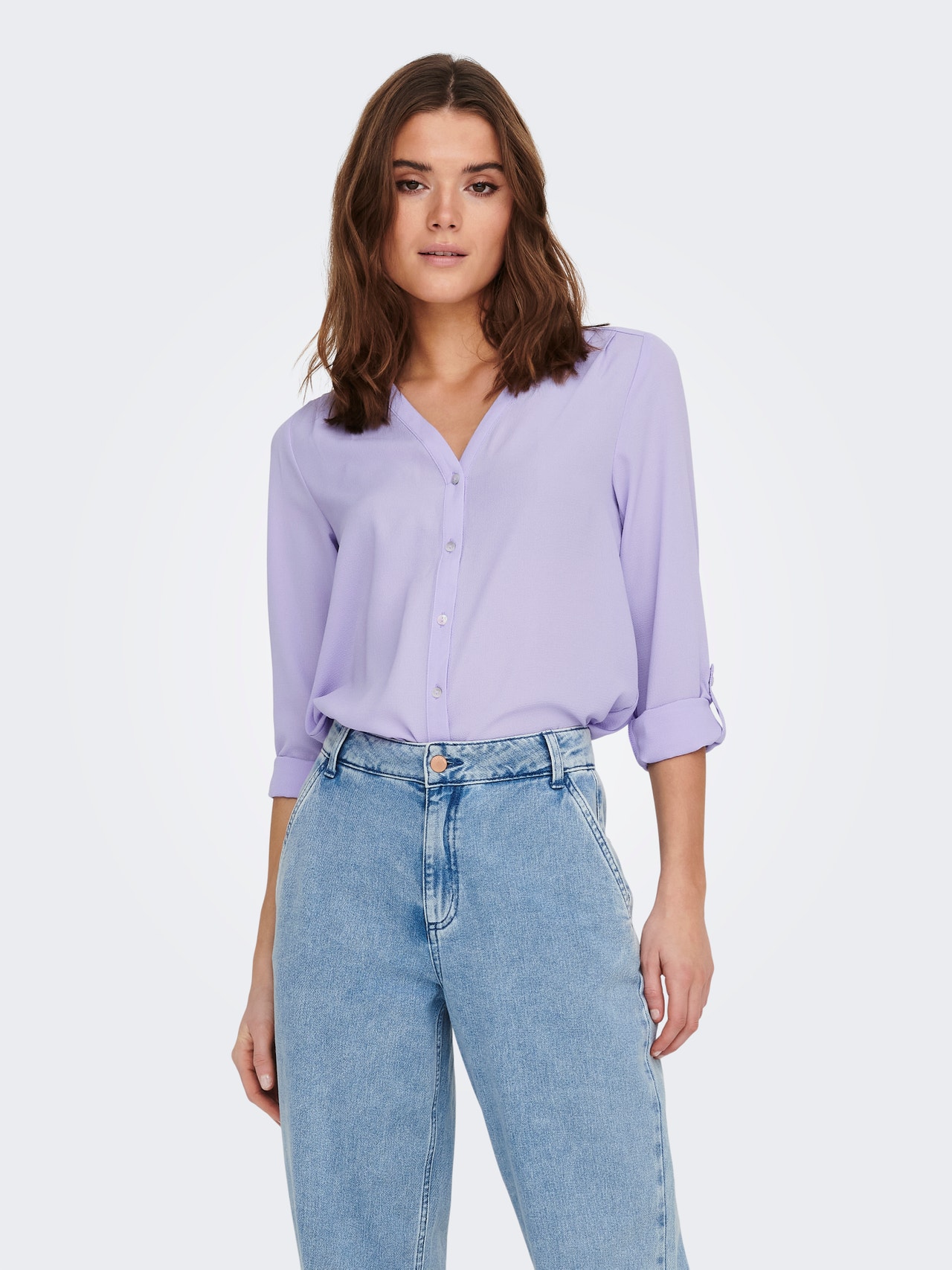ONLY Regular Fit Button under collar Shirt -Lavender - 15165571