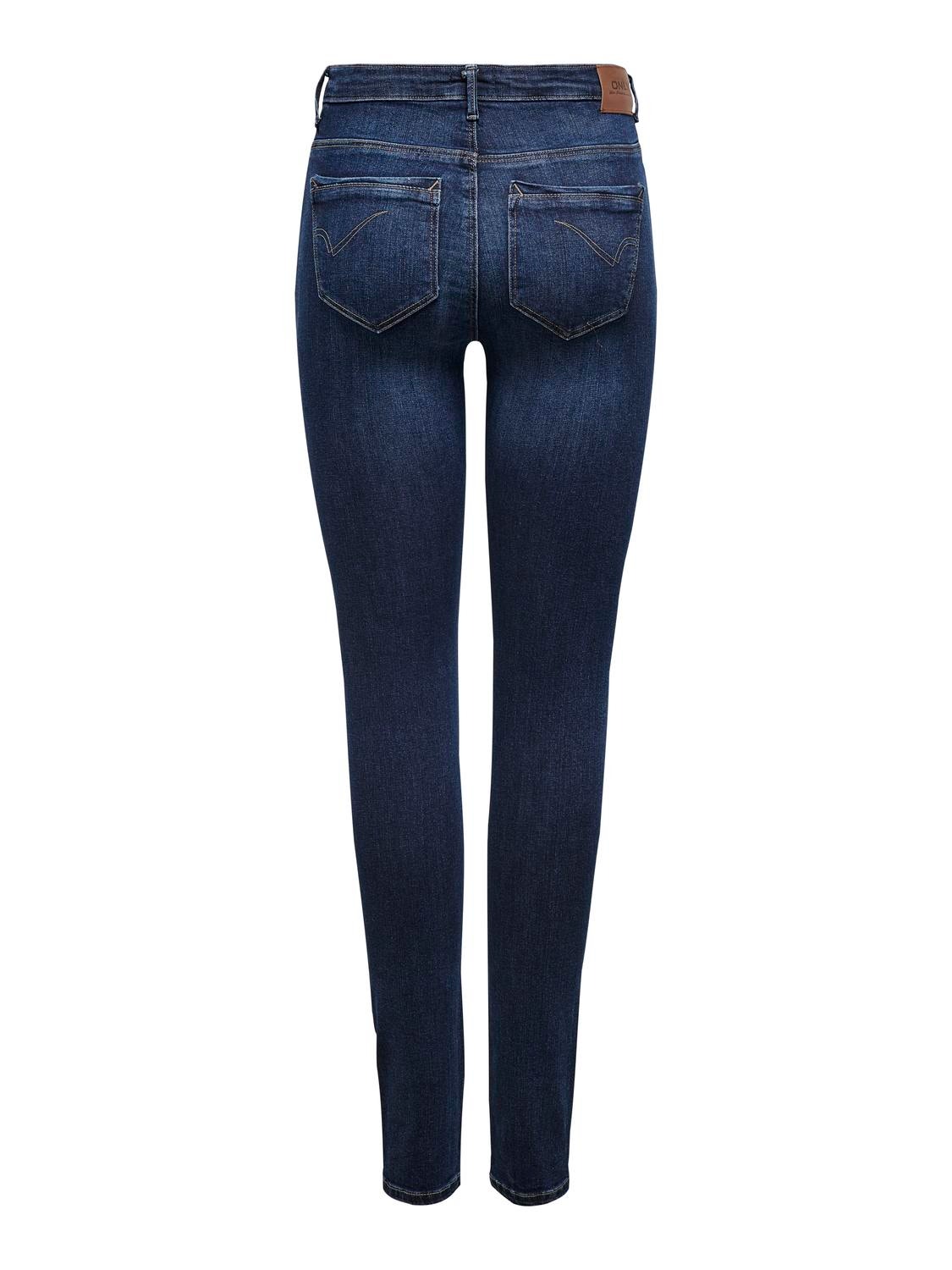 ONLY Skinny Fit Hohe Taille Jeans -Dark Blue Denim - 15165780