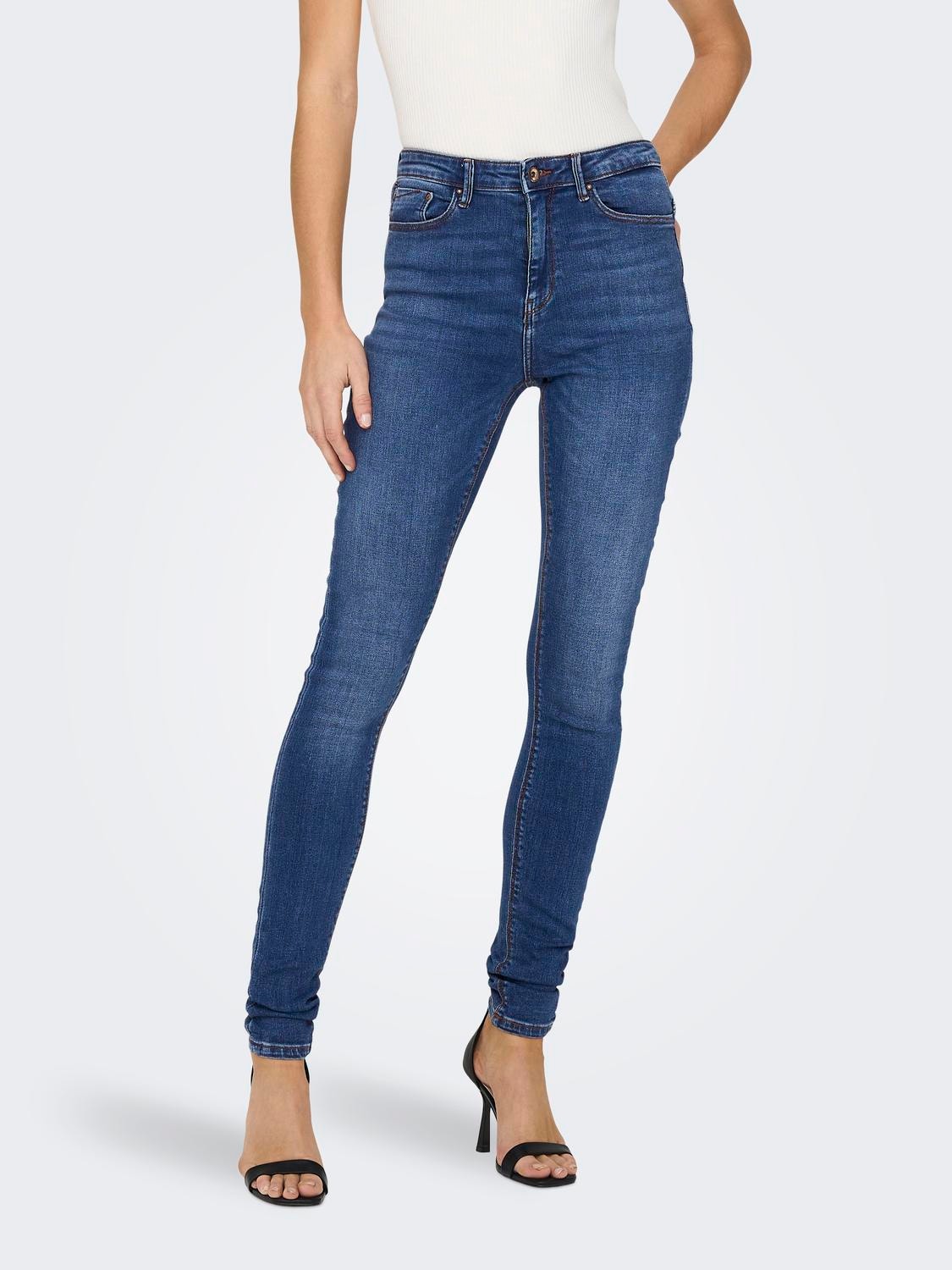 ONLY Skinny Fit Mid waist Jeans -Medium Blue Denim - 15165792
