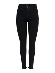 ONLY Jeans Skinny Fit Taille moyenne Ourlet brut -Black Denim - 15167313