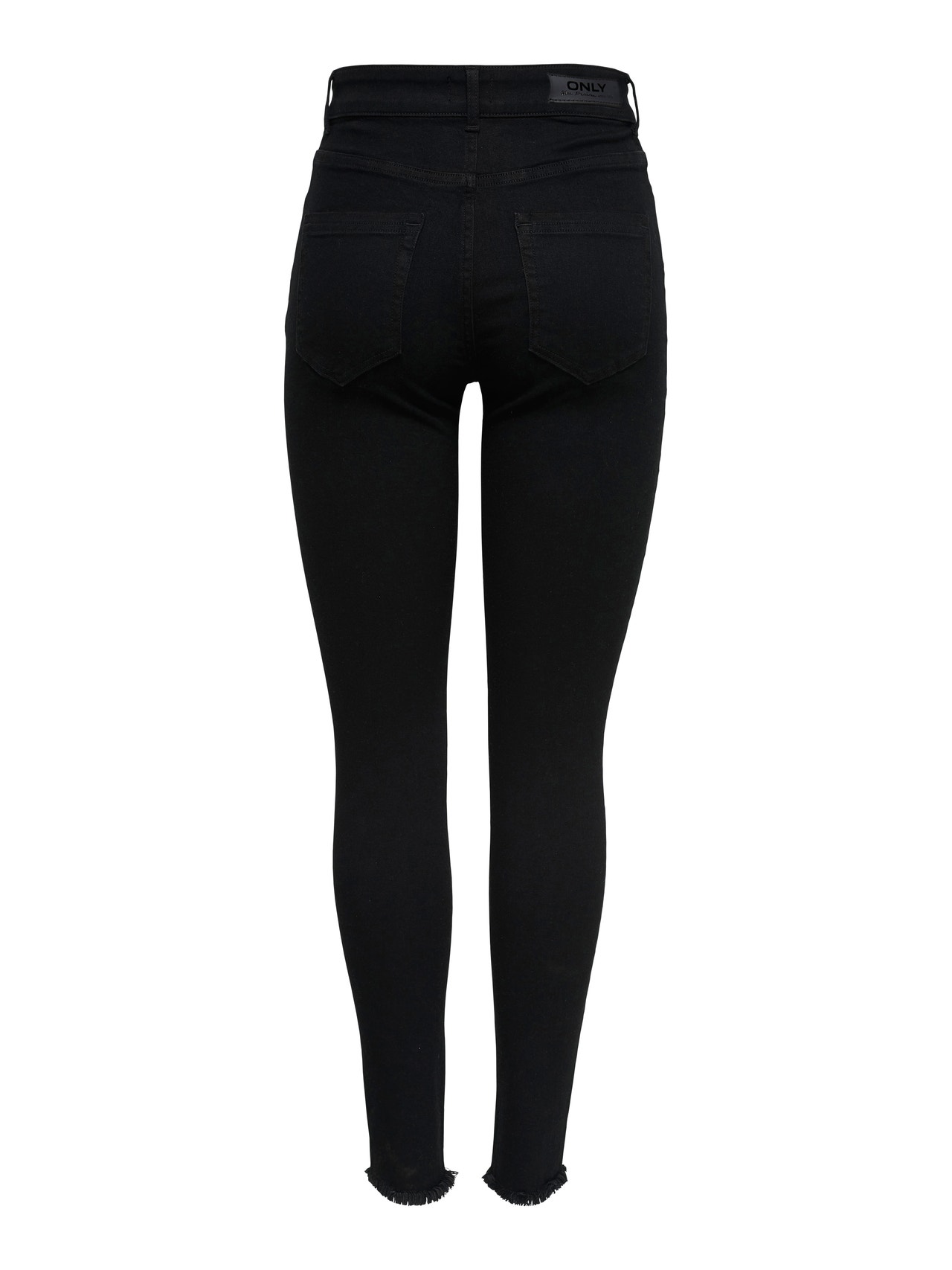 ONLY Jeans Skinny Fit Taille moyenne Ourlet brut -Black Denim - 15167313