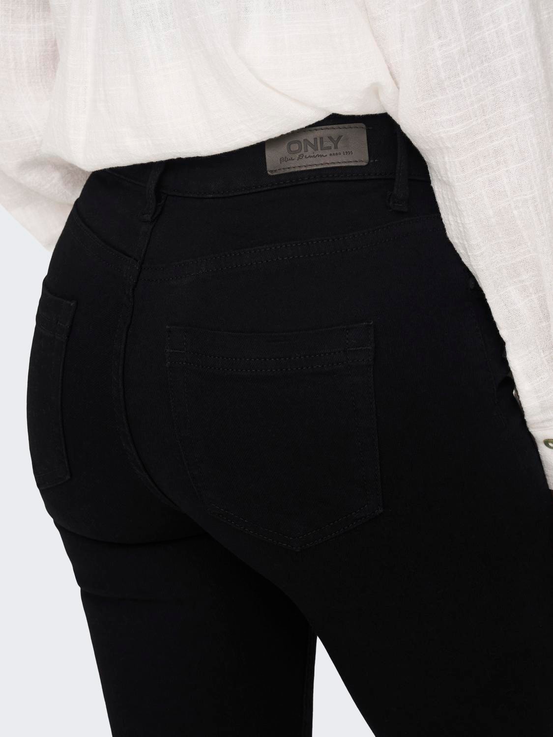 ONLY Skinny fit Mid waist Onafgewerkte zoom Jeans -Black Denim - 15167313