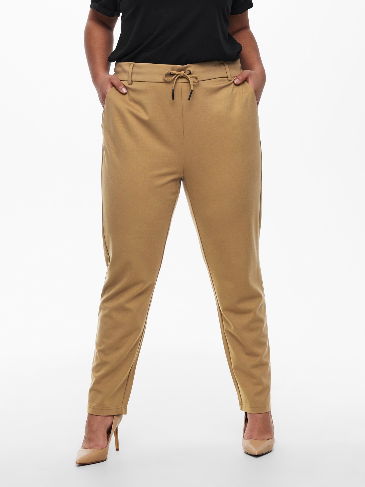 ONLY Curvy solid Trousers -Toasted Coconut - 15167323