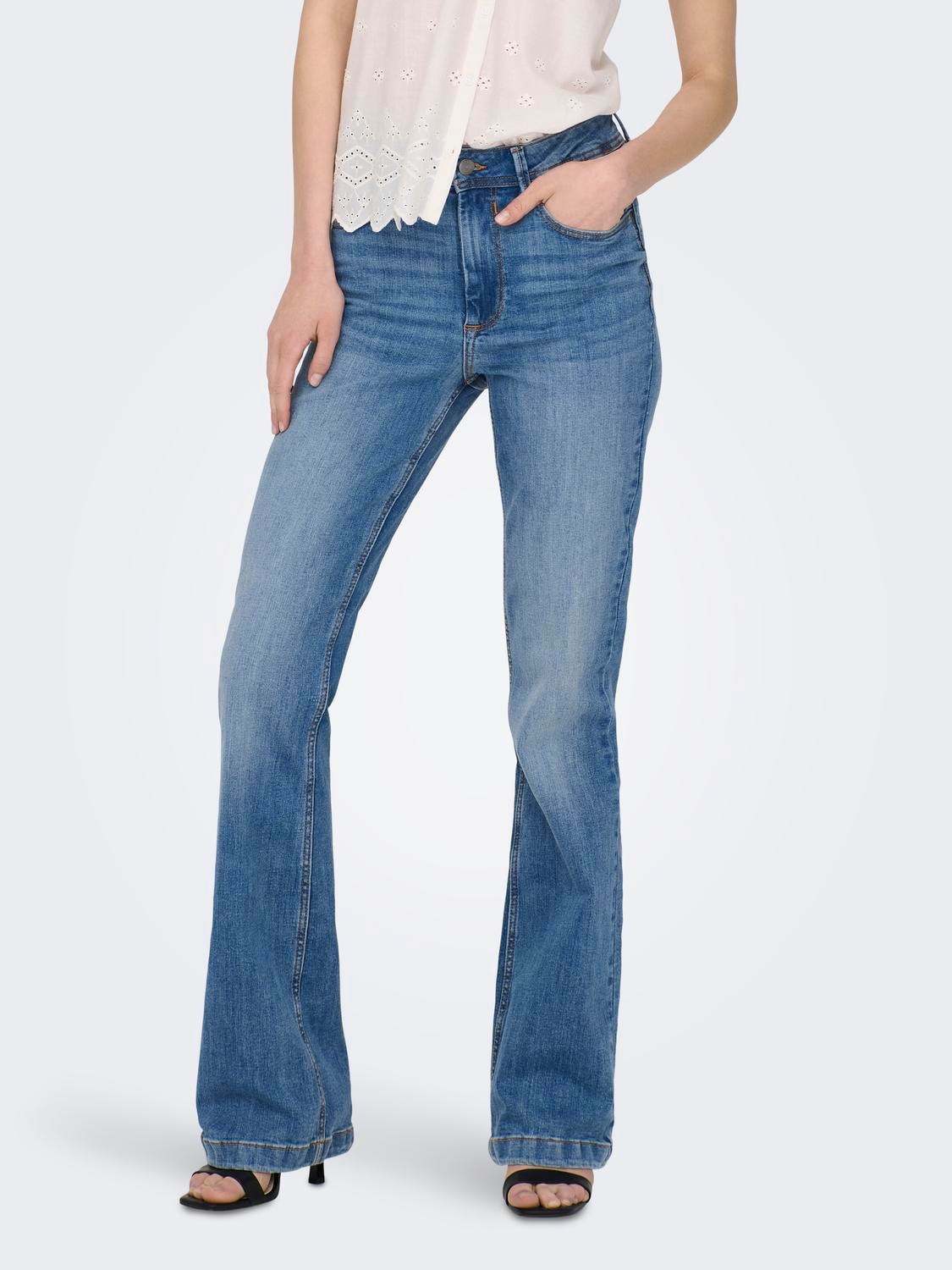 ONLY Ausgestellt Hohe Taille Jeans -Medium Blue Denim - 15167994