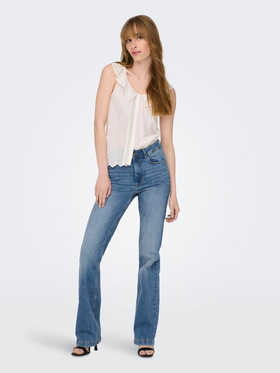 ONLY Jeans Flared Fit Taille haute -Medium Blue Denim - 15167994