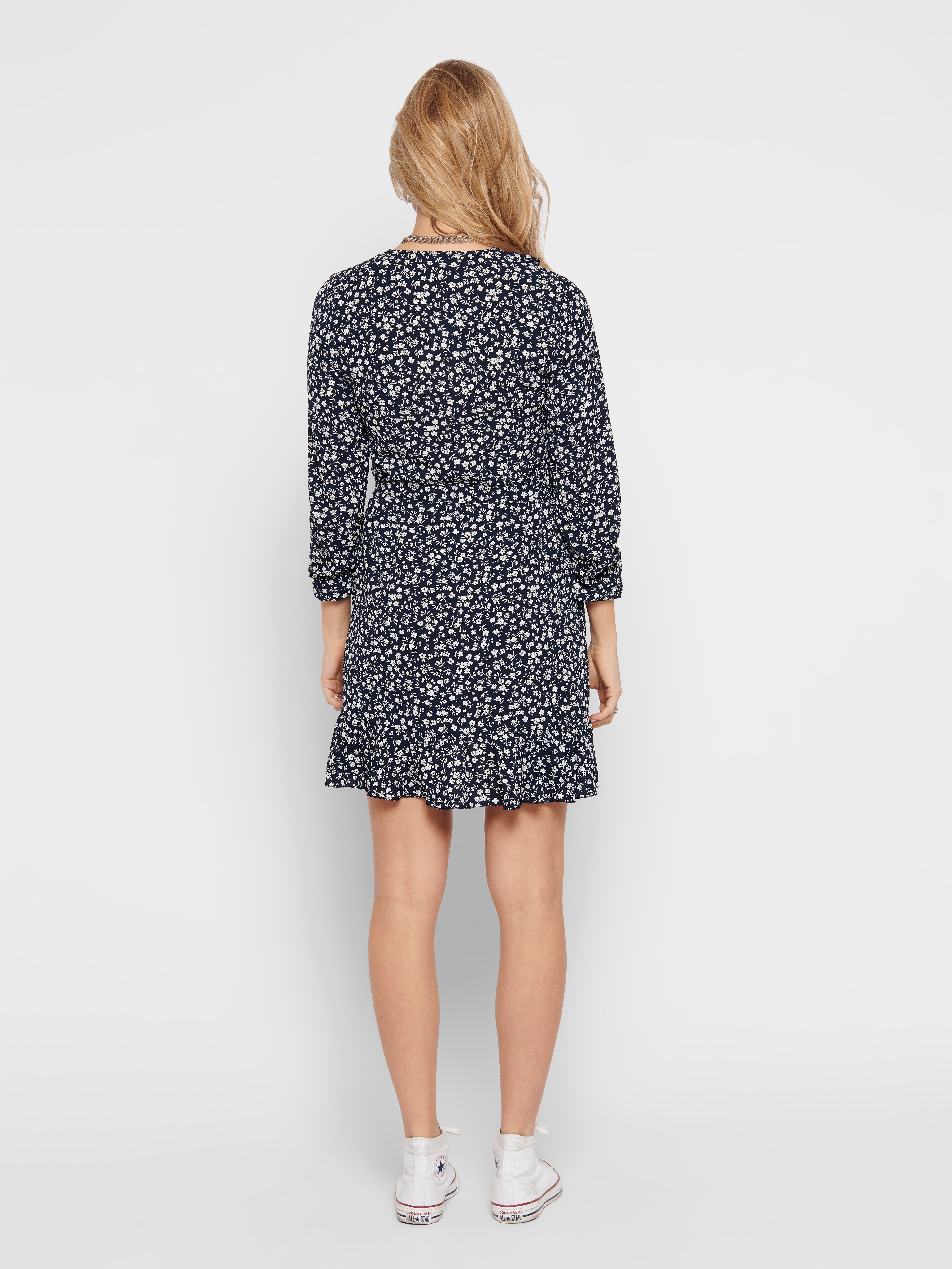 Mini Wrap frill Dress | Dark Blue | ONLY®