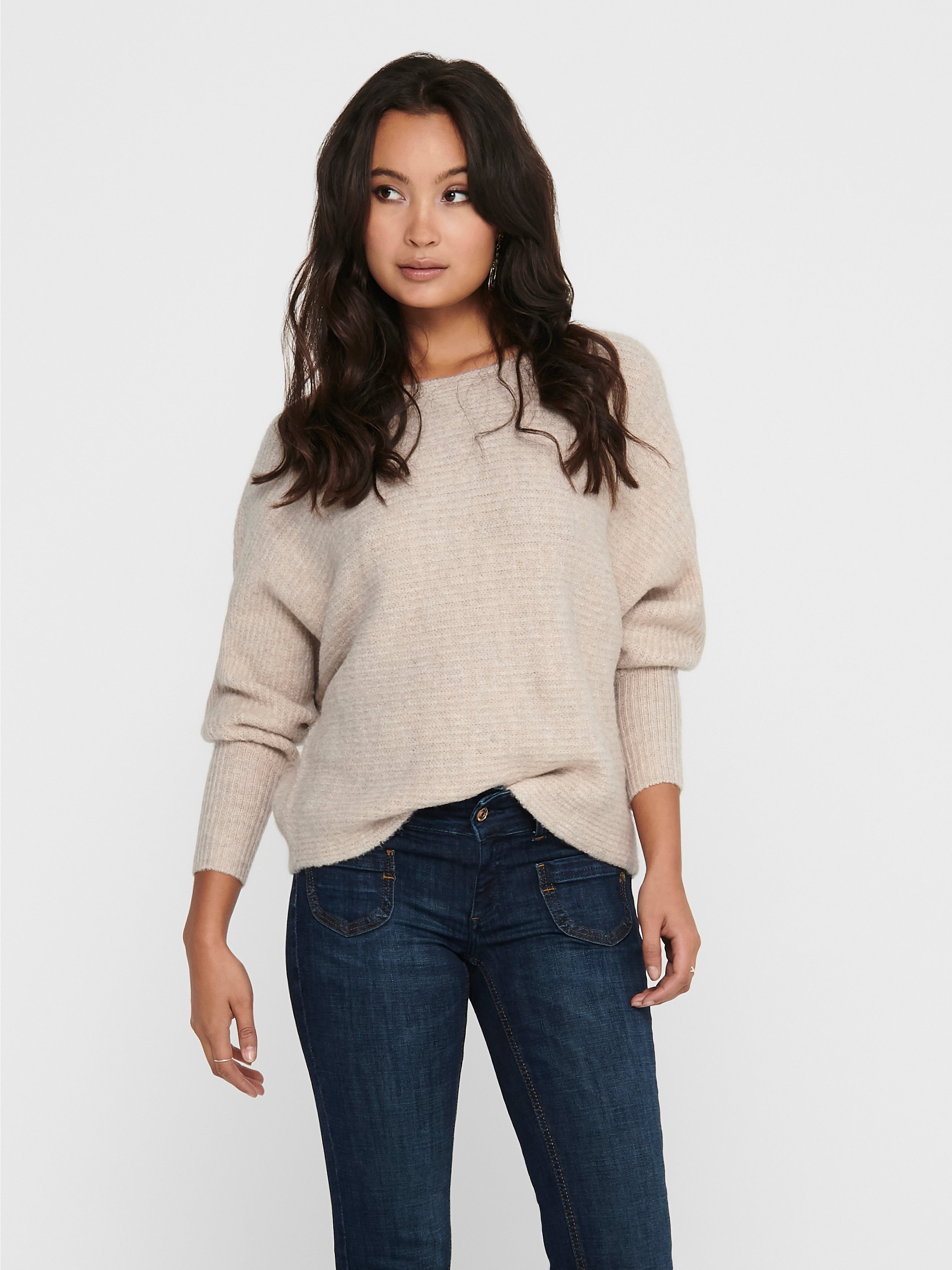 Damen Kleidung Hoodies & Pullover Sweater Lange Pullover ONLY Lange Pullover Strick-Sweatshirt Neu 