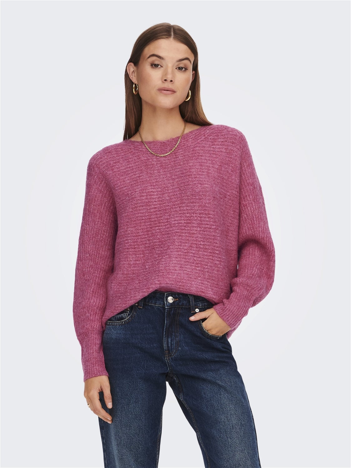 High neck plain on sale batwing sleeve sweaters