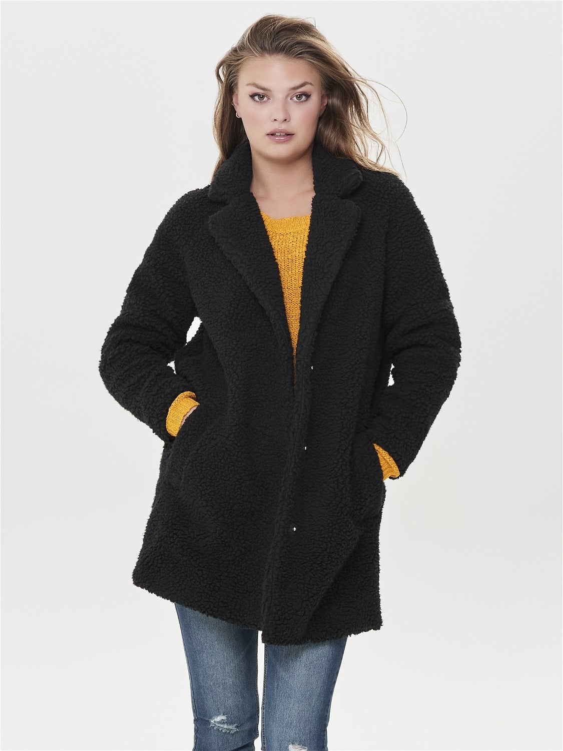 black long sherpa coat