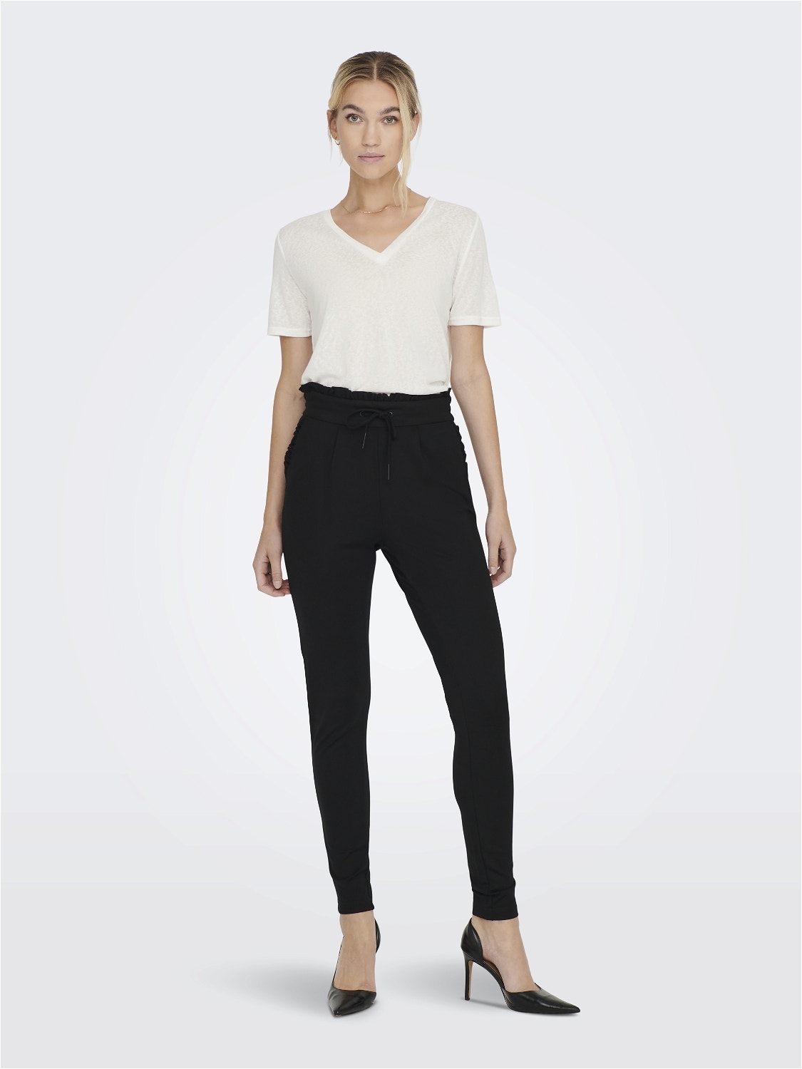 ONLY Pantalons Regular Fit Taille moyenne -Black - 15169678