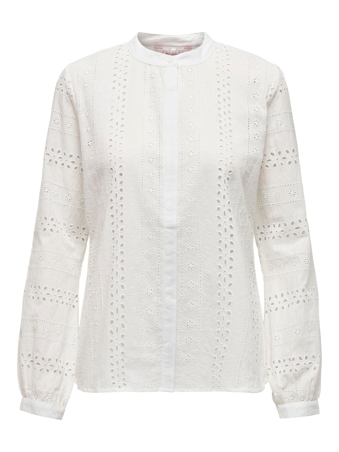 ONLY Embroidery Long sleeved shirt -Cloud Dancer - 15169835
