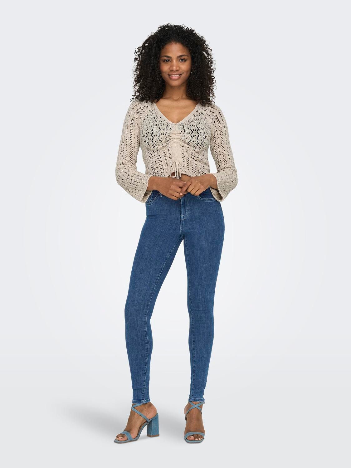 ONLY Skinny Fit Mid waist Jeans -Dark Blue Denim - 15169893