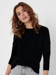 ONLY Solid colored Knitted Pullover -Black - 15170427