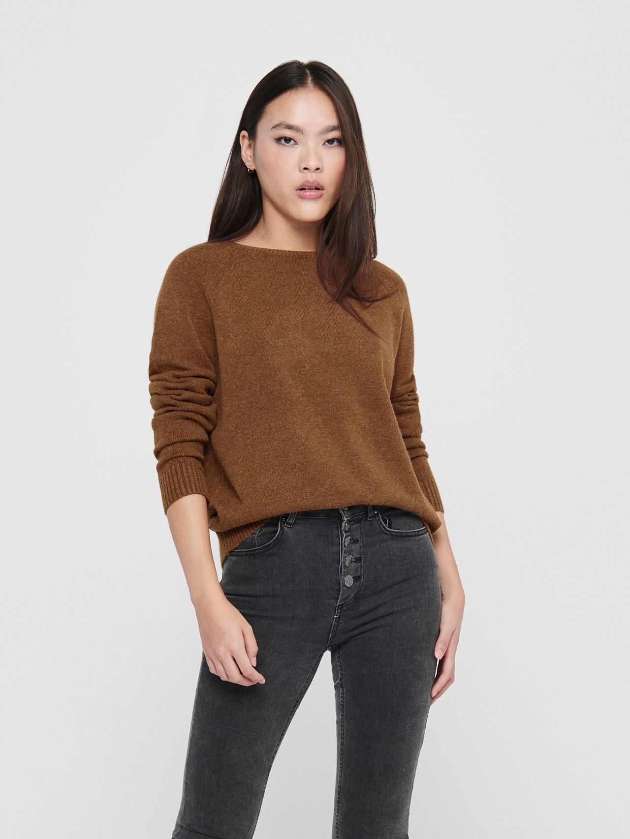 ONLY Solid colored Knitted Pullover -Tortoise Shell - 15170427