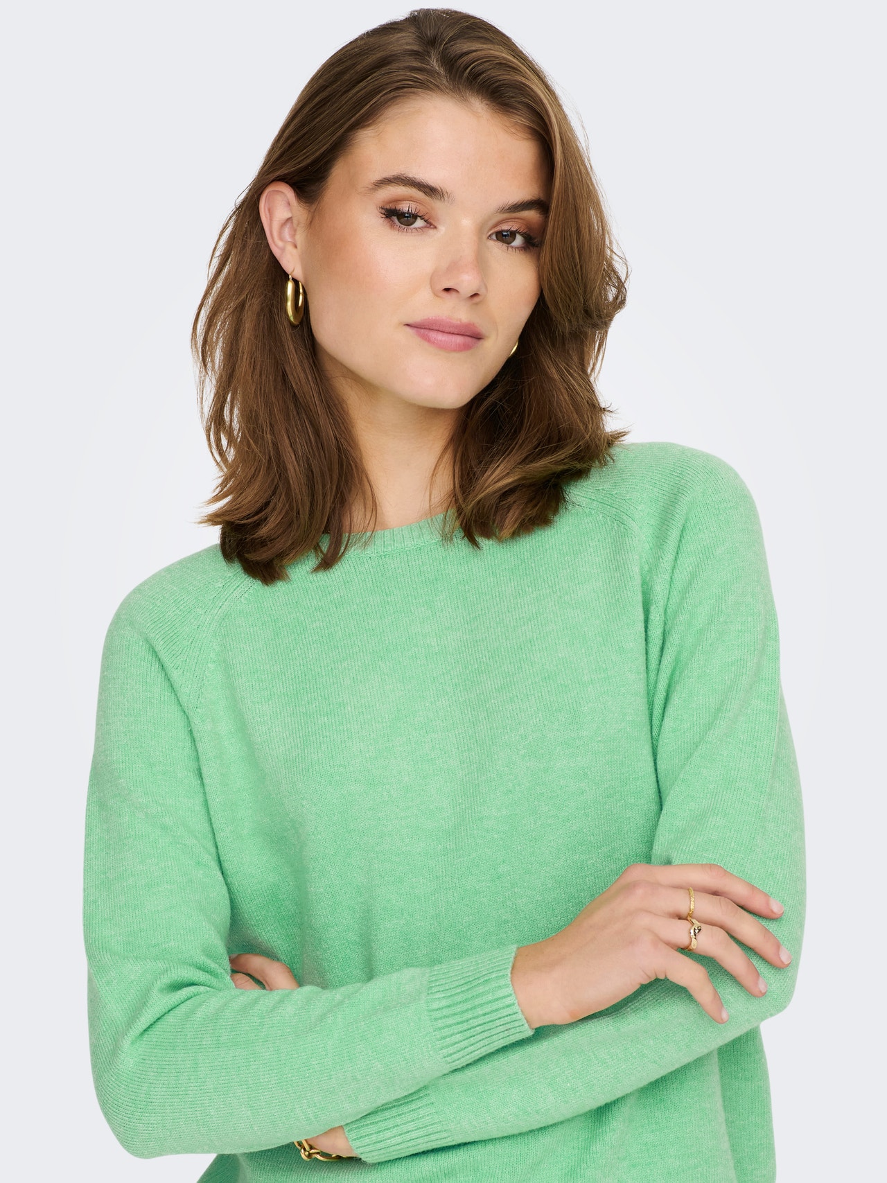 ONLY Couleur unie Pull en maille -Jade Cream - 15170427