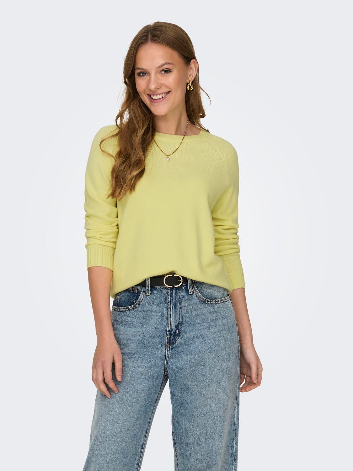 Couleur unie Pull en maille Jaune clair ONLY