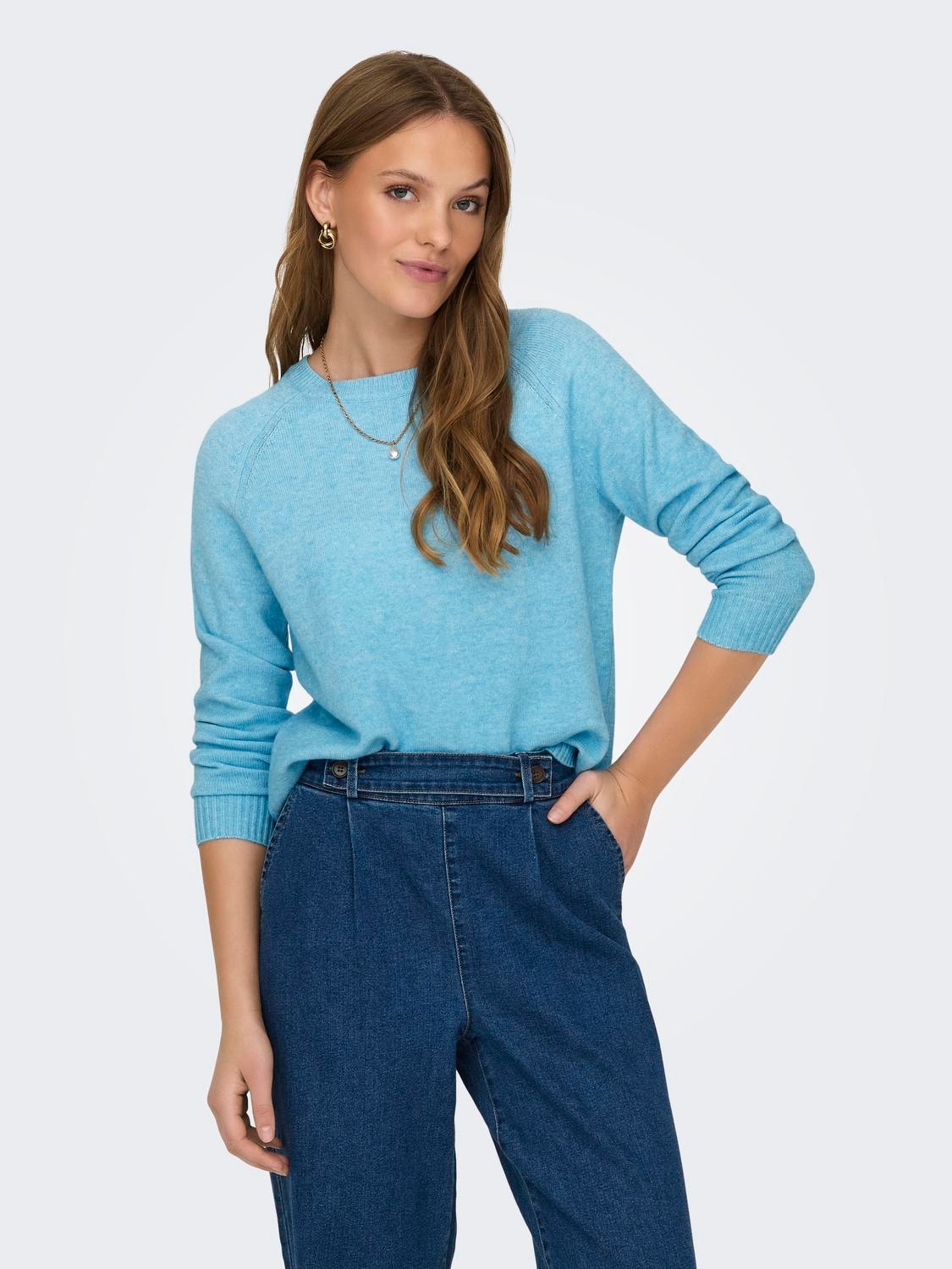 ONLY Solid colored Knitted Pullover -Aquarius - 15170427