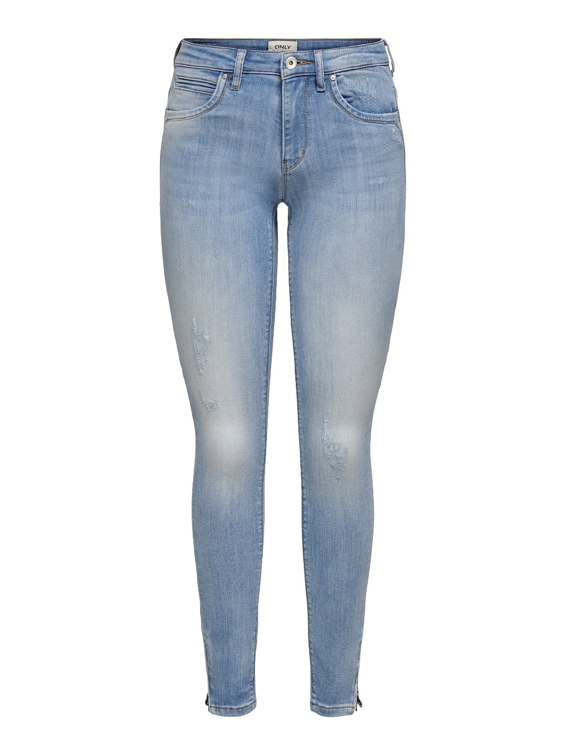 ONLY Kendell Reg Ankle Zip Jeans in Skinny Fit Skinny Fit Jeans -Light Blue Denim - 15170824