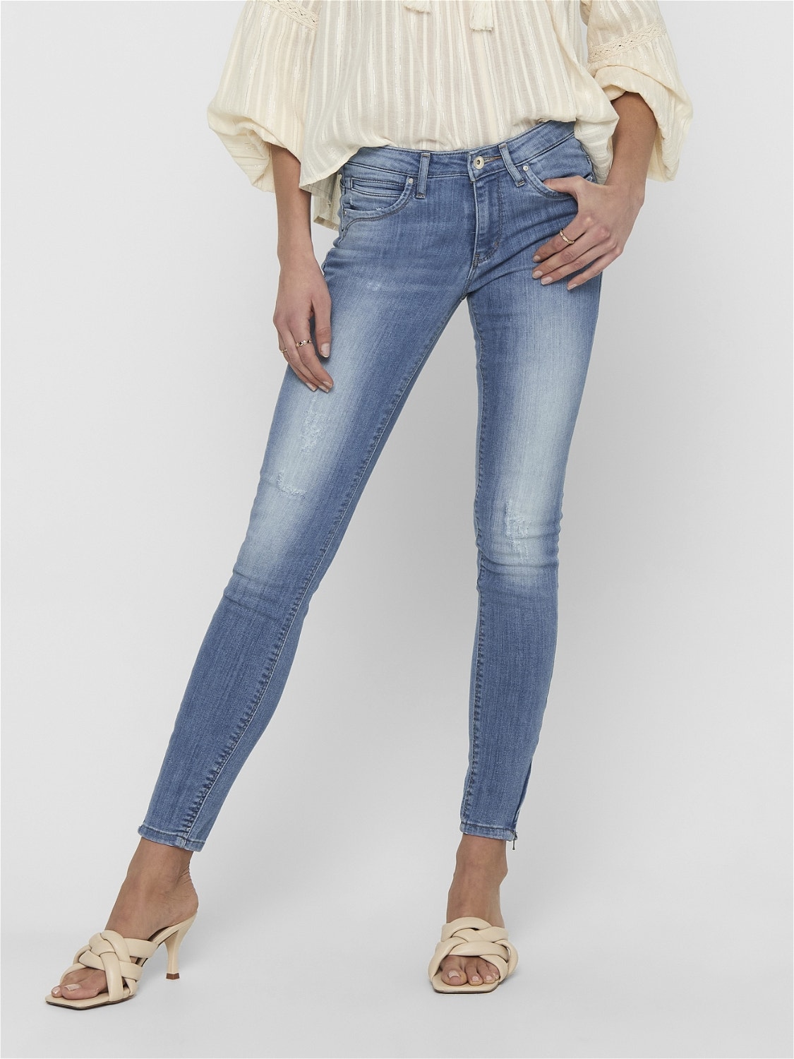 ONLY Kendell reg ankle zip Jeans skinny fit -Light Blue Denim - 15170824
