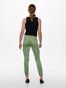 ONLY Slim Fit Mid waist Elasticated hems Trousers -Oil Green - 15170889