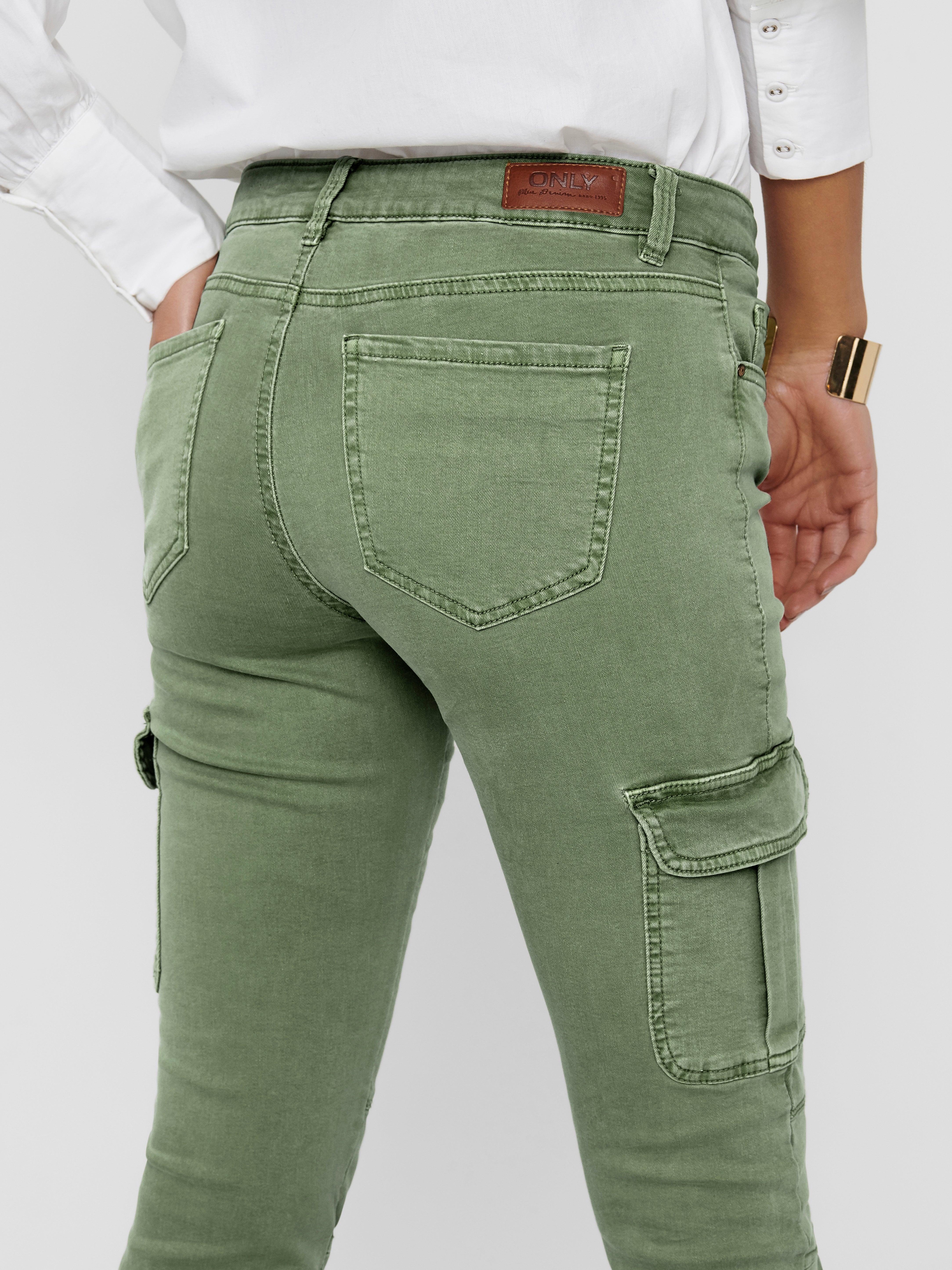 Tobilleros Pantalones cargo, Verde oscuro