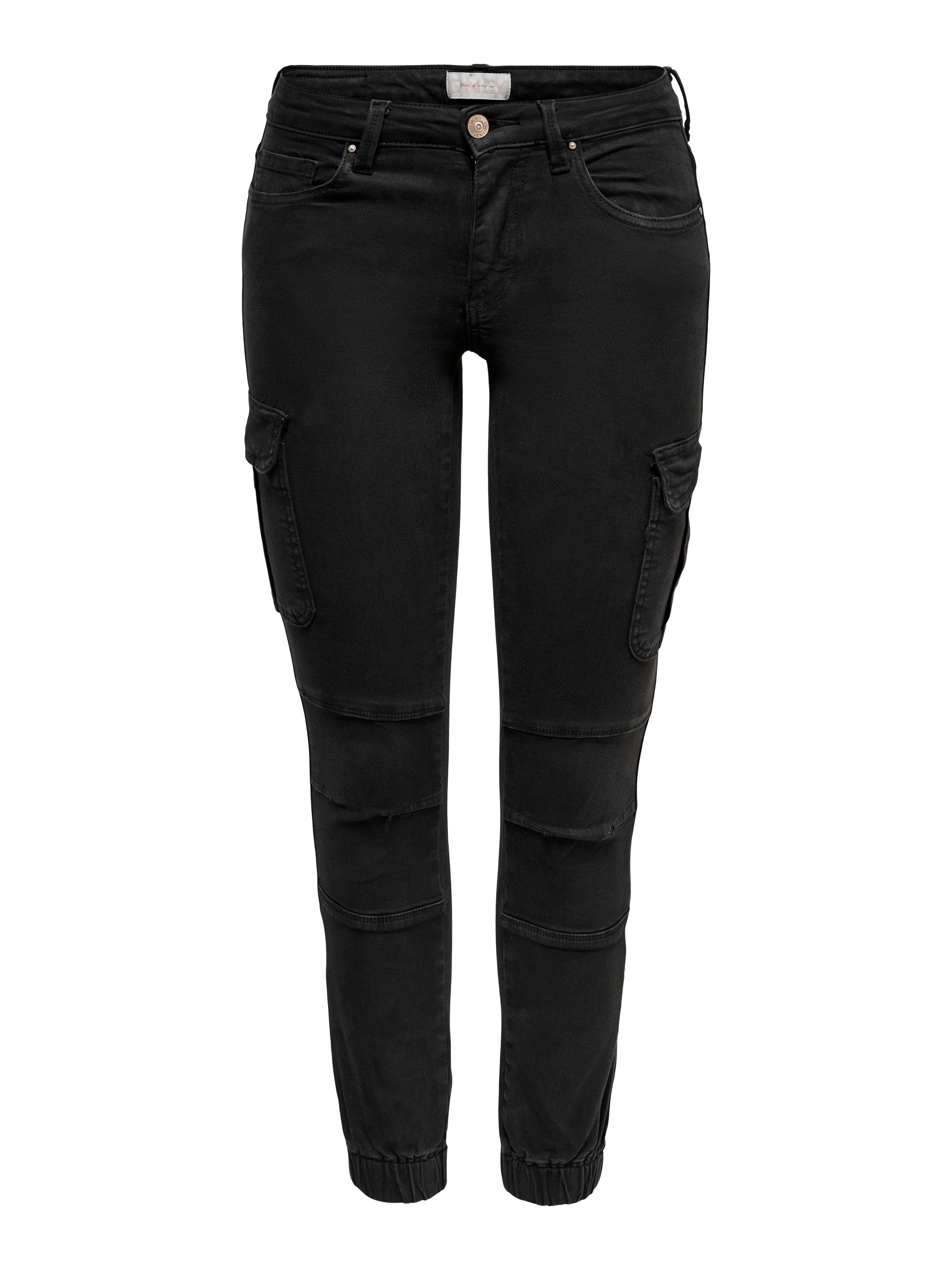 SKINNY CARGO TROUSERS - BLACK – Yuzefi