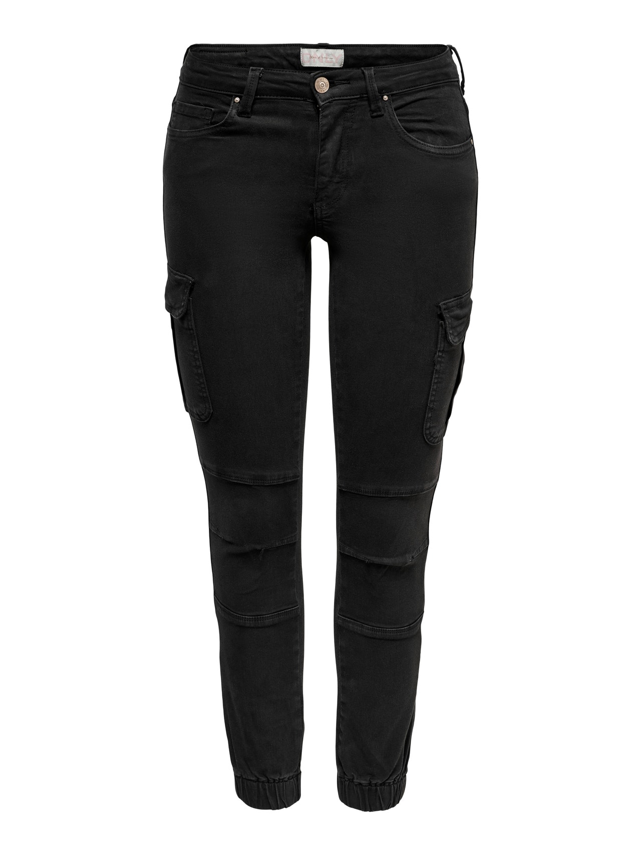 ONLY Pantalons Slim Fit Taille moyenne Élastique -Black - 15170889