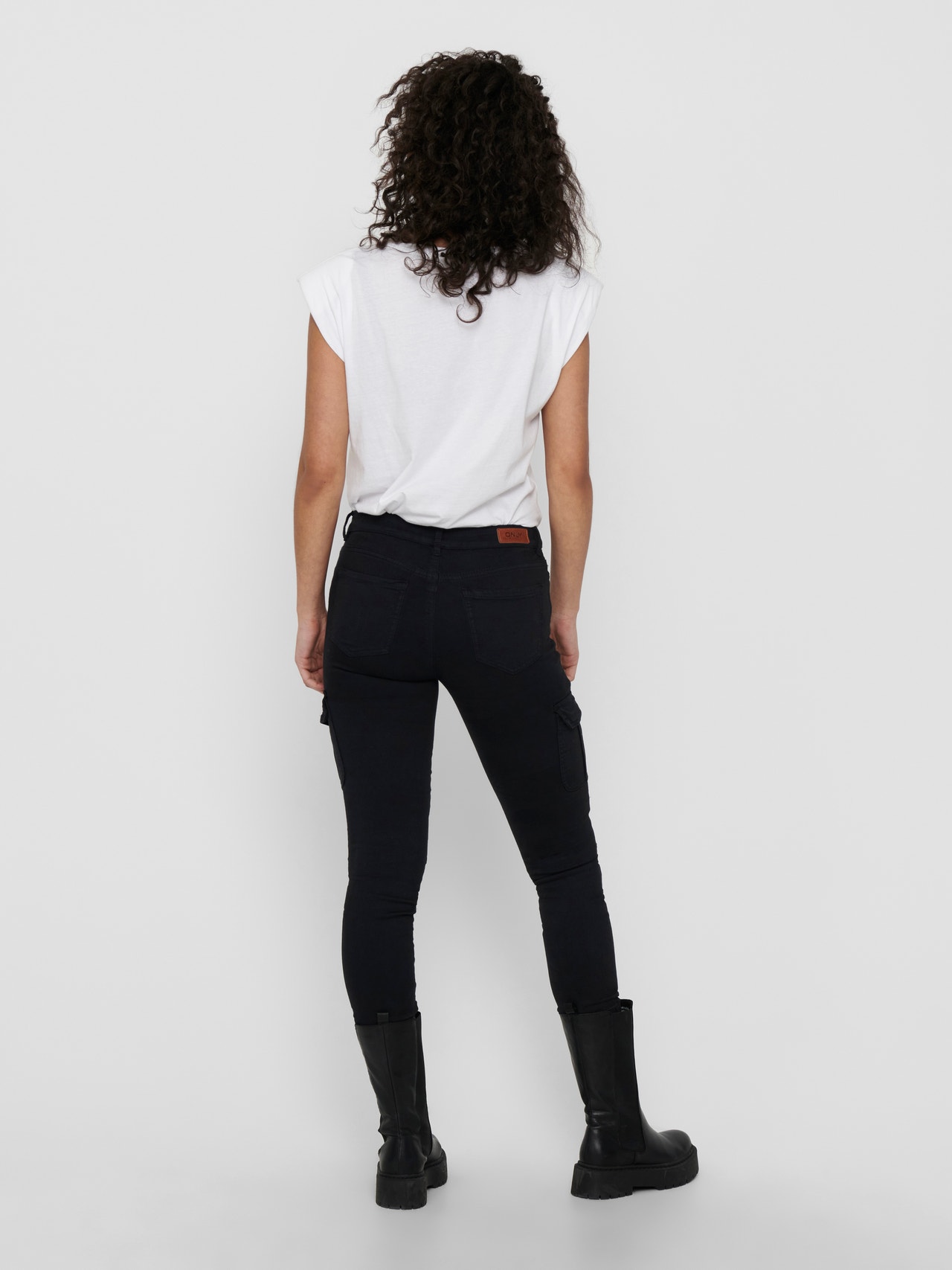 ONLY Pantalons Slim Fit Taille moyenne Élastique -Black - 15170889