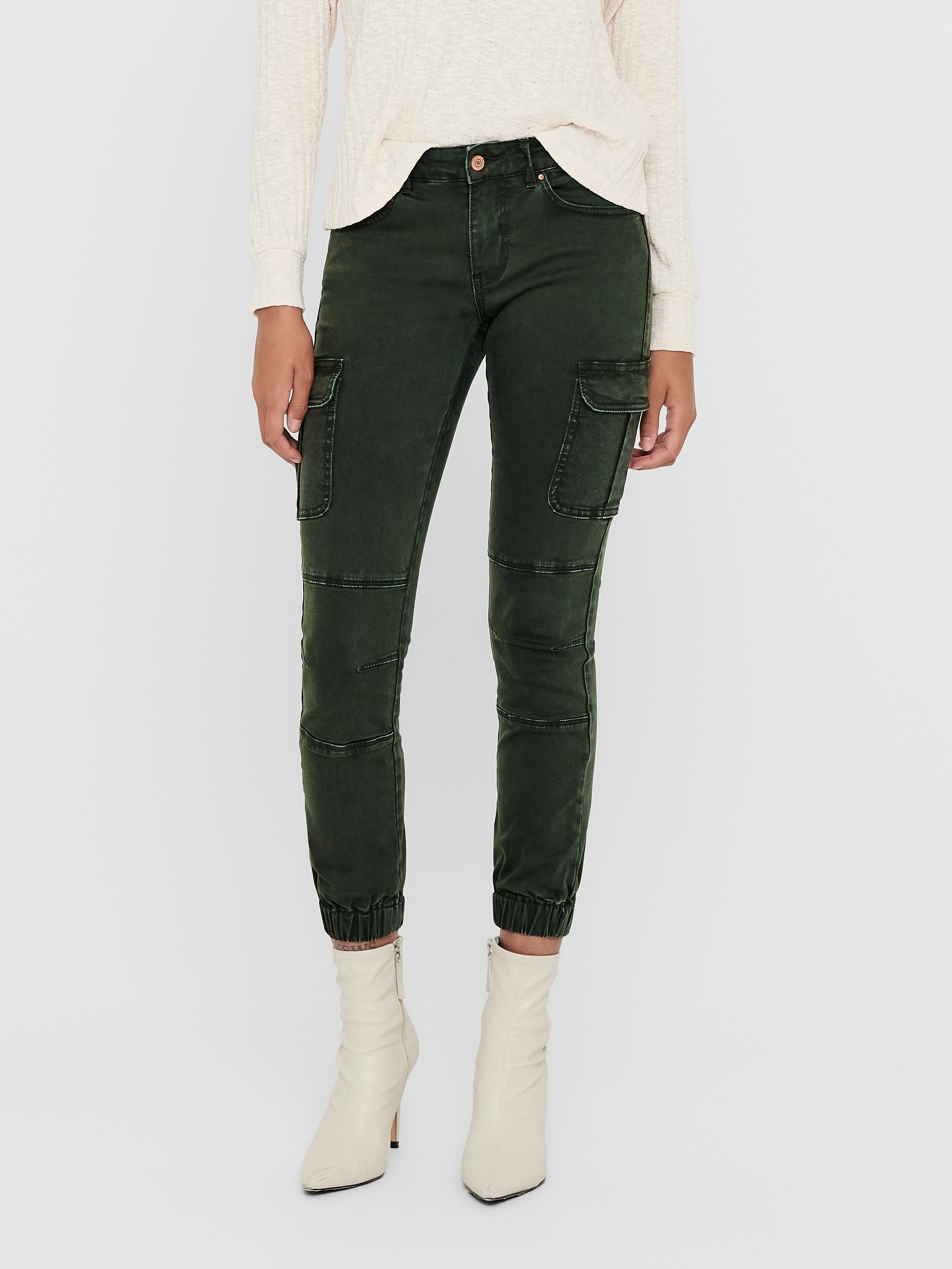 Ankle Cargo pants, Dark Green