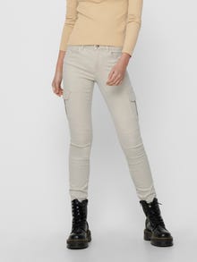 ONLY Pantalons Slim Fit Taille moyenne Élastique -Pumice Stone - 15170889