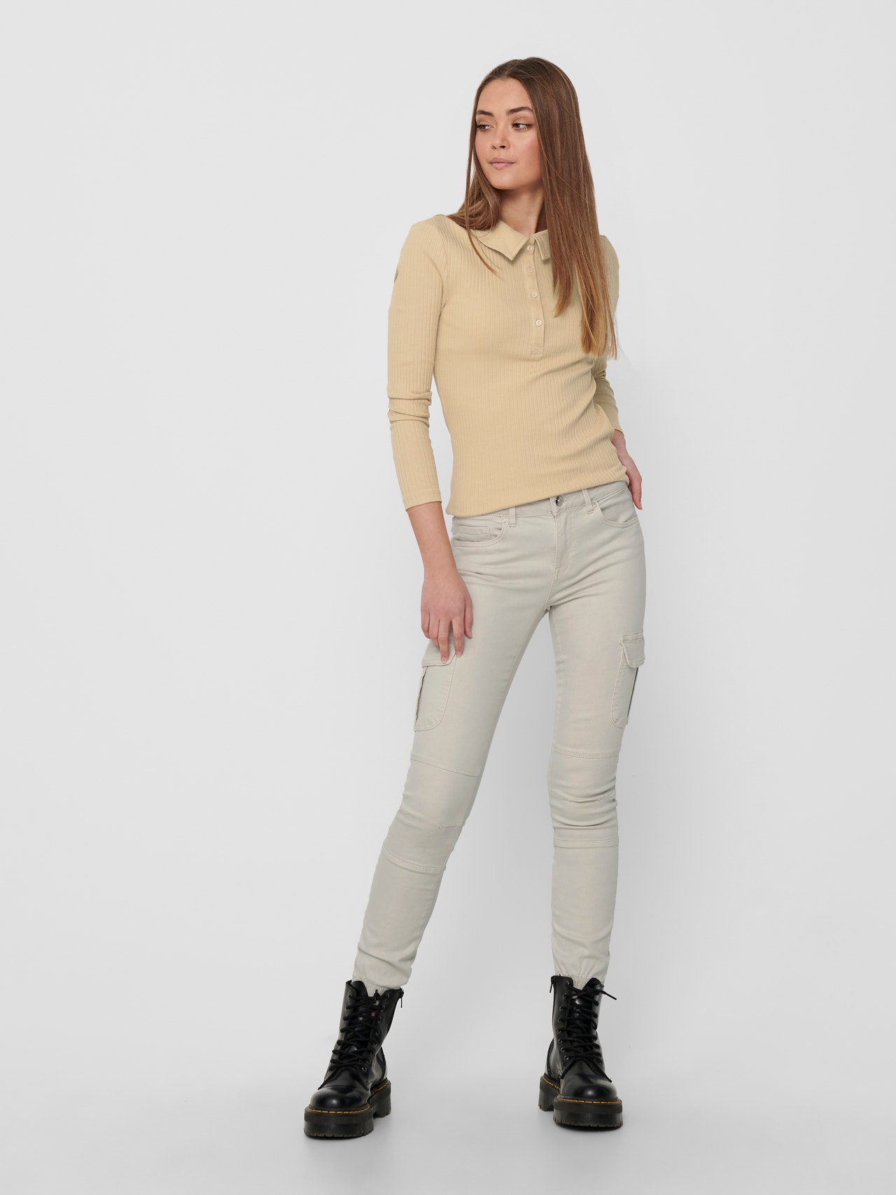 ONLY Cropped fit Cargo broek -Pumice Stone - 15170889