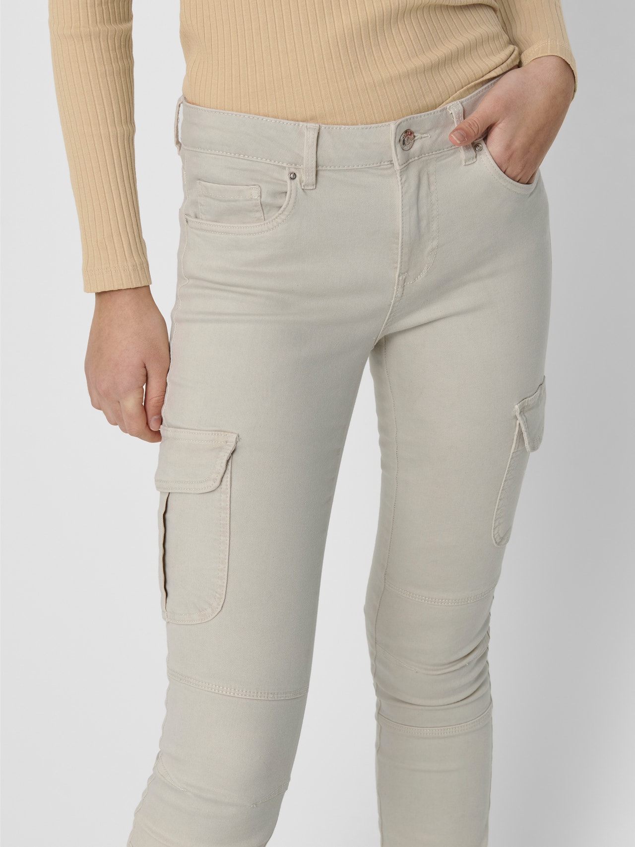 ONLY Slim Fit Mittlere Taille Gummizug Hose -Pumice Stone - 15170889