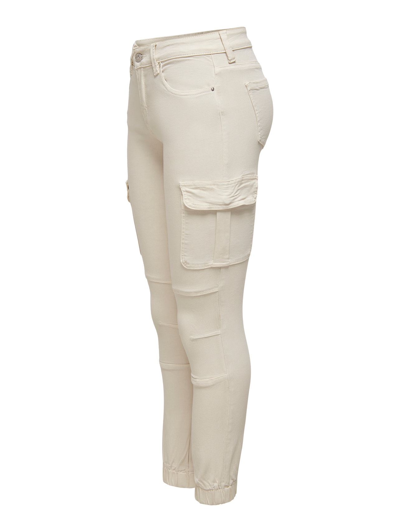 ONLY Slim Fit Mid waist Elasticated hems Trousers -Pumice Stone - 15170889