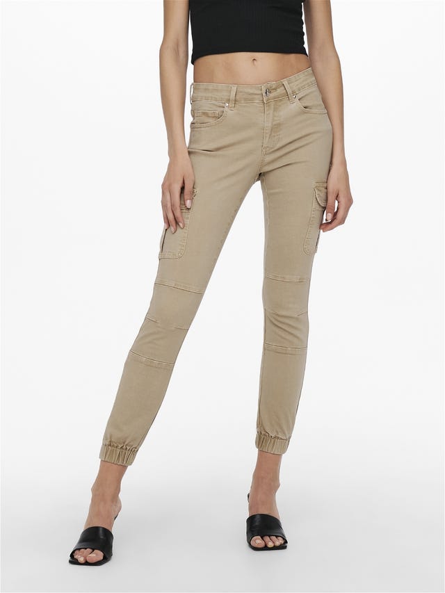 ONLY Slim Fit Mid waist Elasticated hems Trousers - 15170889