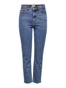 ONLY Gerade geschnitten Hohe Taille Jeans -Dark Blue Denim - 15171549
