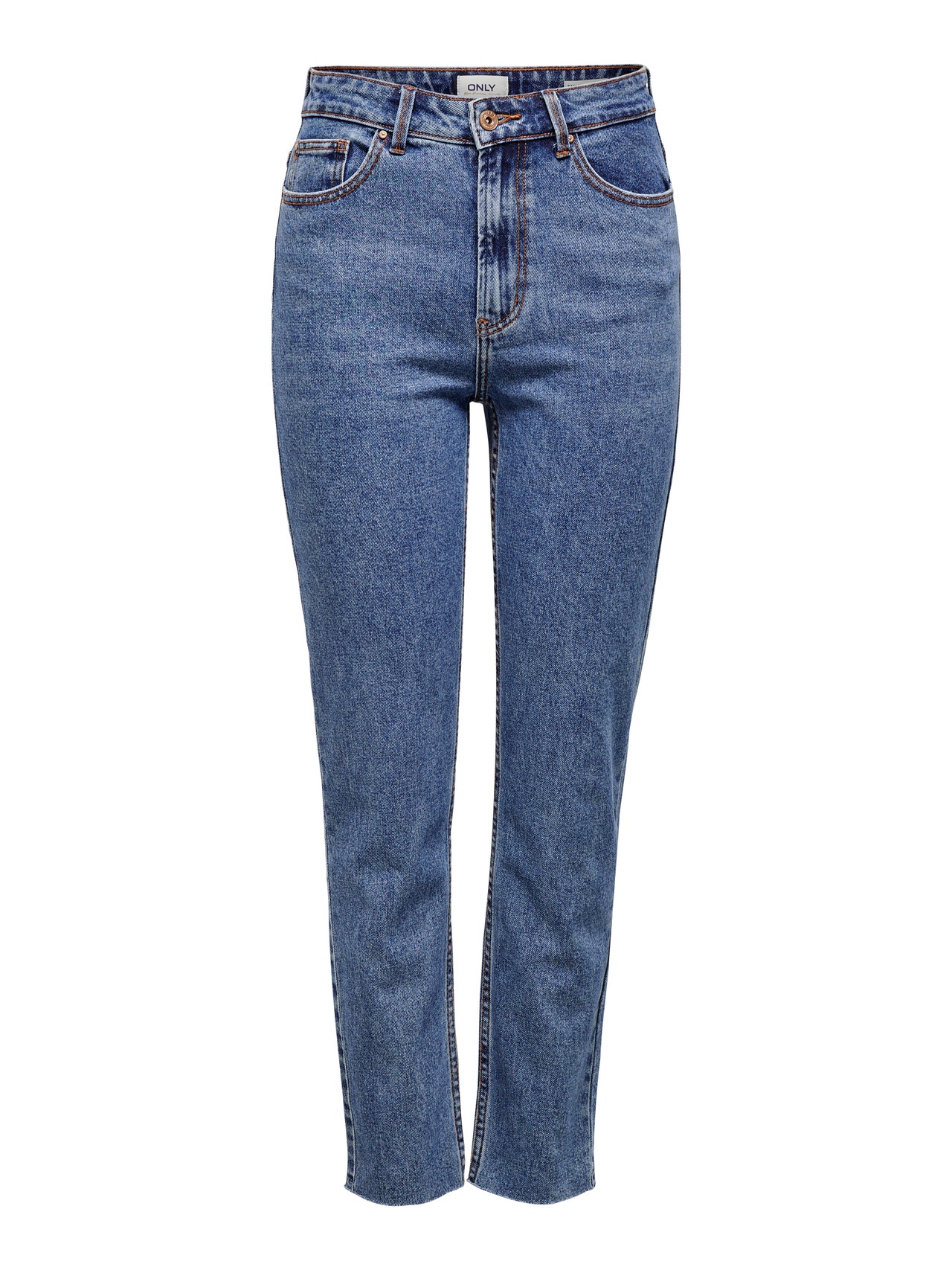 ONLY ONLEMILY Høy midje Straight Fit Jeans -Dark Blue Denim - 15171549